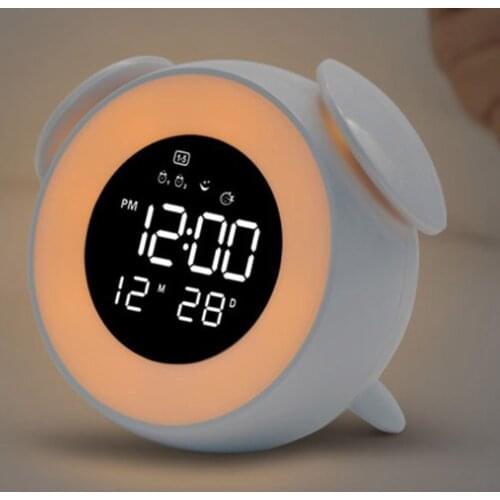 Wake Up Light Digital Alarm Clock LED Snooze Touch Lamp Mirror Surface