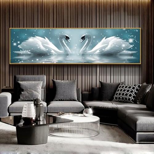 Funny A swan splashing in the water Black And White Posters Canvas Painting Kids Wall Pictures Removable Decor Wall Decals