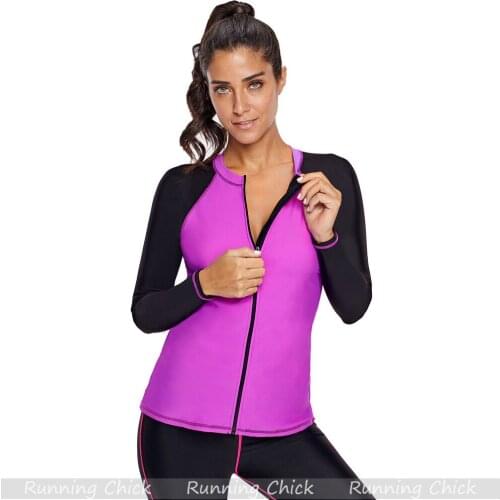 Large Size Surfwear Girl, Long-sleeved Swimsuit, Zipper, Conservative, Sun Protection, Bathing Suit Top, Bikini Tops for Women