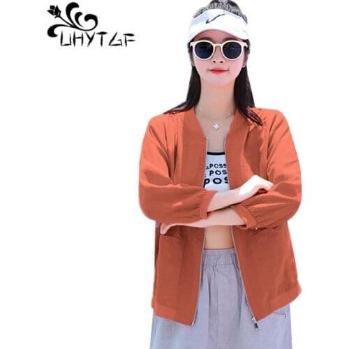 UHYTTGF Womens Sun Protection Clothing Cardigan Breathable Summer Jacket Long-Sleeved Casual Short Coat Thin Tops Plus Size 1447