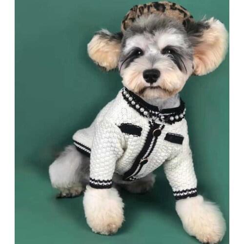 Dog Sweater Clothes Pet Ropa Perro Costume Para For Small Dogs Coat Jacket Chihuahua Cat Designer Pearl Classic Pet Dog Cardigan