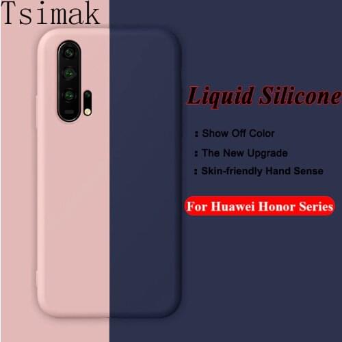 Liquid Silicone Case For Huawei Honor 8 9 10 Lite 20 Pro 9X 8X 8A 8S 7A 7C V10 V20 V30 Play 3 10i 20i Phone Cover Back Coque
