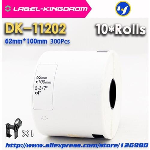 10 Refill Rolls Compatible DK-11202 Label 62mm*100mm 300Pcs Compatible for Brother Label Printer White Paper DK11202 DK-1202