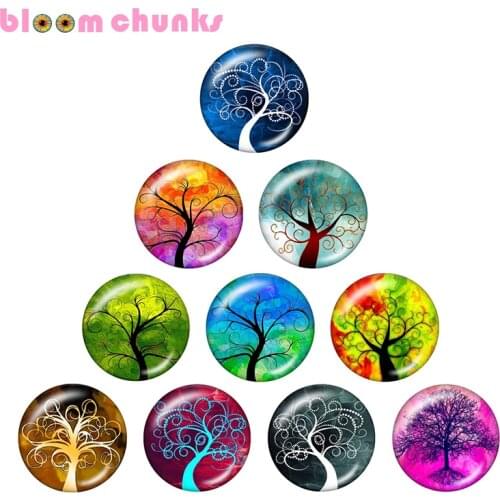 Tree of life 10pcs mixed 12mm/18mm/20mm/25mm Round photo glass cabochon demo flat back Making findings A2753