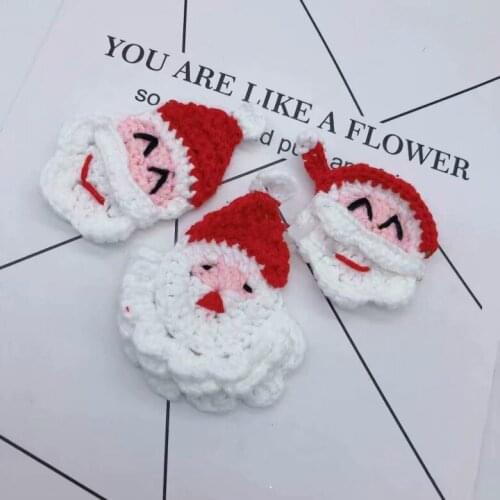 Handmade 10pcs Fashion Crochet Santa Claus DIY Parts for Clothes Brooch Hairpins DIY Decoration Parts Fashion Accessories