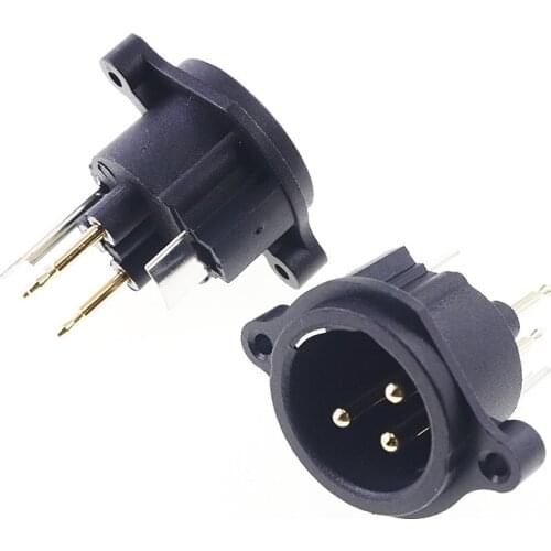 2pcs Male 3 Pole Straight PCB Mount XLR Connector receptacle Male Pin Through Holes Board Solder Vertical cross NC3MAV-0