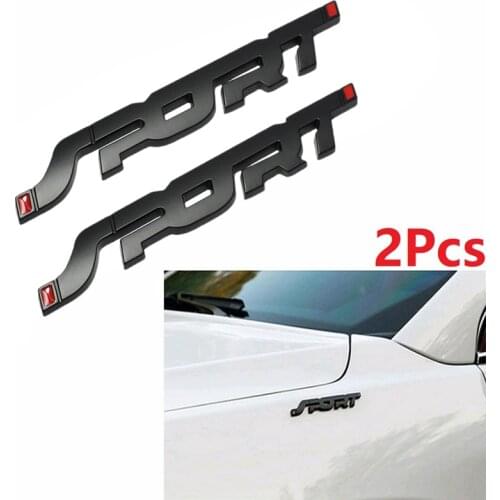 2Pcs 3D Metal SPORT Premium Car Side Fender Rear Trunk Emblem Badge Decals Black