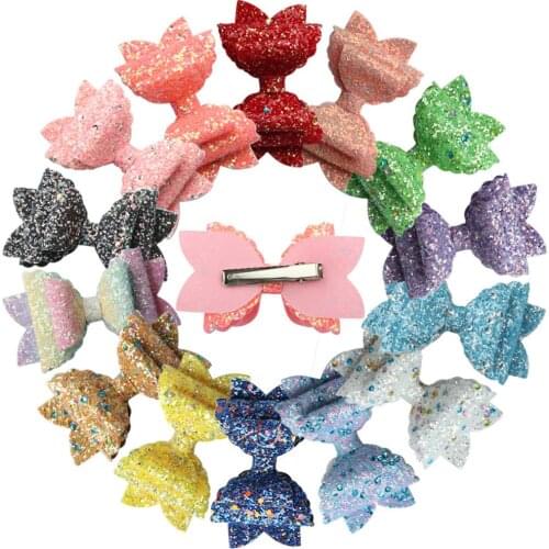 Handmade 3.4'' Sequins Little Girls Hair Bows Clips Shiny Glitter Cute Hairpins Daily School Barrettes Headwear Accessoires