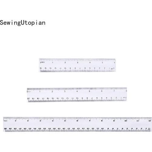 3PCS Sewing Patchwork Ruler Transparent Plastic Ruler 15/20/30cm Black Patch Foot Rectangle DIY Sewing Measure Accessory