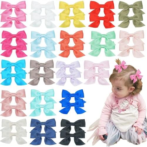 40PCS Baby Girls Tail Hair Bows Clips 3 Inch Hair Bows Fully Ribbon Wrapped Clips for Infant and Baby Girls in Pairs