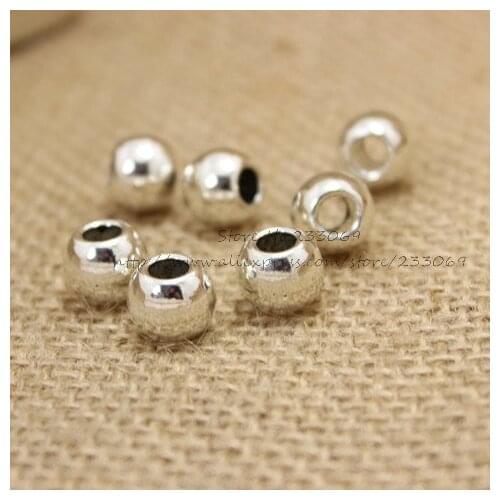 40 pieces/lot) 8*10mm Antique color Metal Big Hole Beads 3D round Plain Beads Findings Fit Bracelets