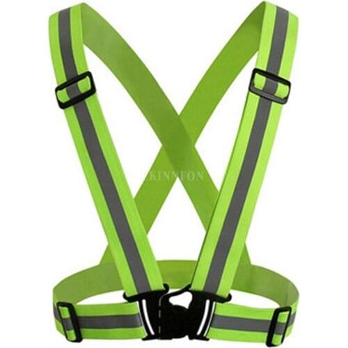 50Pcs/Lot Unisex Outdoor Cycling Safety Vest Bike Ribbon Bicycle Light Reflecing Elastic Harness For Night Riding Running