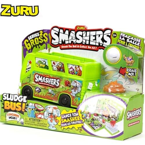 Zuru Smashers Sludge Bus with 2 Exclusive Smashers Series 2 Gross Anime Figure Toys Birthday Surprise Series for Kids Gift