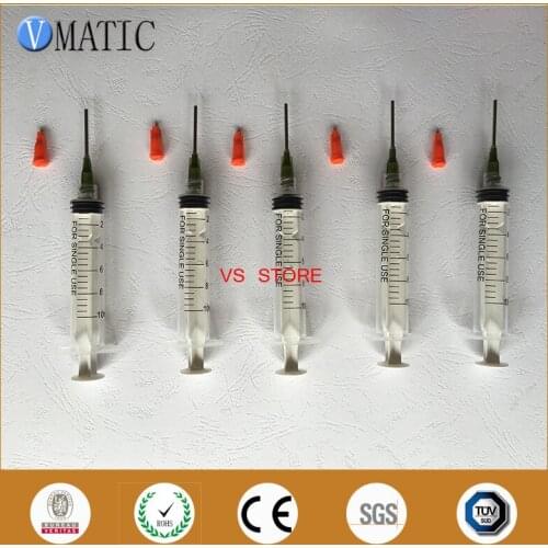 Free Shipping Non Sterilized 5 Sets 1'' Inch 14G Glue Liquid Plastic Dispenser Needles 10cc/ml Dispenser Syringe