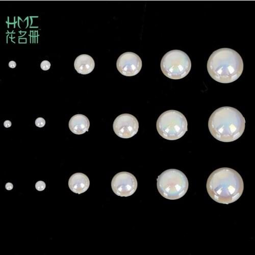 50-1000Pcs Assorted Size Ivory Colors Craft ABS Imitation Pearls Half Round Flatback Pearls Resin Scrapbook Beads DIY Decoration