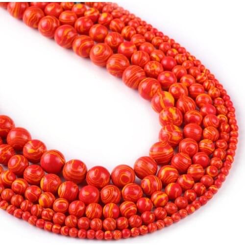 Orange Malachite Natural Stone Round Loose Beads 4 6 8 10 12mm for Jewelry Making Diy Bracelet Charms Necklace 15