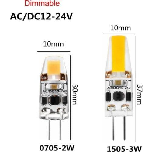 10pcs LED G4 Dimmable Bulb 12V 24V 2w 3w G4 Bulb Ship Boat Truck Car 1505 COB Spotlight Chandelier Replace Halogen Lamp 4000k
