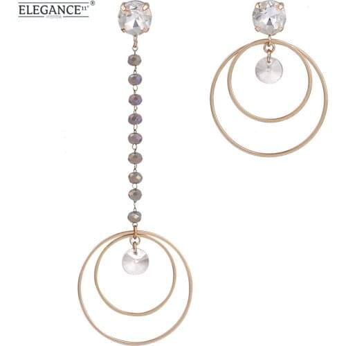 Elegance Korean Style Drop Earring Asymestric Golden Round Pendant Geometric Dangle Earrings for Women Gift Wholesale