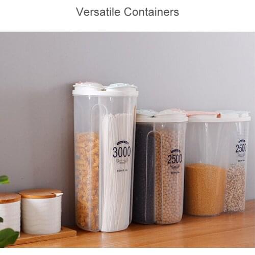 Kitchen Airtight Dry Food Storage Cereal Dispenser Storage Box Rice Storage Container Flour Grain Large Dispenser With Lock Lids