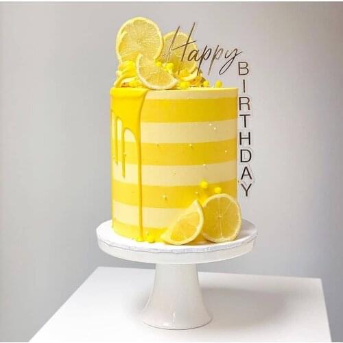 Ins Happy Birthday Cake Topper Acrylic Vertical Rose Gold Creative Cake Topper For Birthday party Cake Decorations Baby Showers