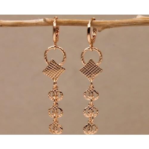 Classic Square Metal Gold Copper Drop Earrings For Women Fashion Jewelry Accessories Woman Dangle earring Wedding party Gift