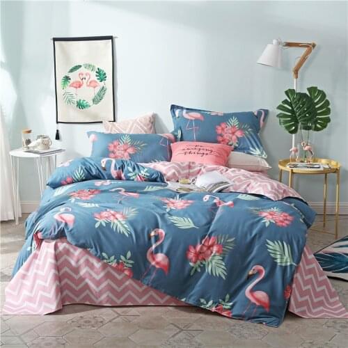 Flamingo Green Background Bedding Set Duvet Cover Set Pillowcase Home Textiles 2/3pcs Bed Linen King Queen Size Dropship