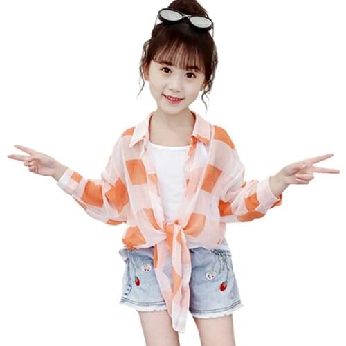 Girls Summer Coat Plaid Pattern Girls Coats Spring Autumn Jacket Girl Casual Style Kids Clothes 6 8 10 12 14