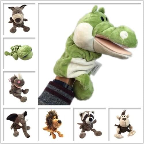 Cute cartoon plush baby toy puppet hippo ladybug wolf giraffe raccoon crocodile stereo hand puppet baby telling story
