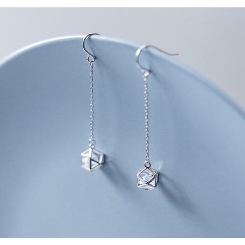 Modian 2019 New Style Swing Long Tassel Square Zircon Drop Earrings Charm Party 925 Sterling Silver Wedding Engagement Jewelry