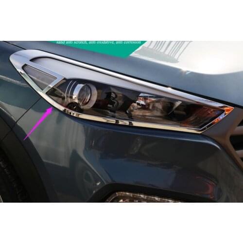 For Hyundai Tucson 2015 2016 ABS Chrome Car Front Headlight Lamp Protector Head light Cover Trim lamp shade Lamp Decoration