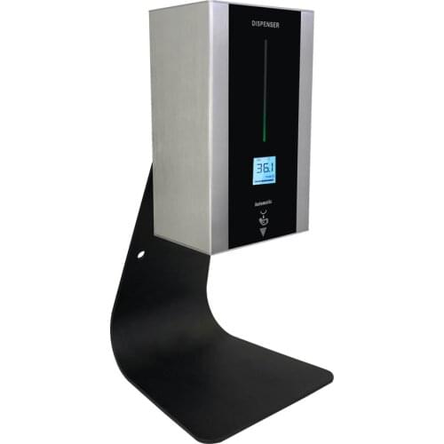 TF86 wall mounted Auto sense thermometer fast temperature measuring and hands disinfection kiosk stainless steel soap dispenser