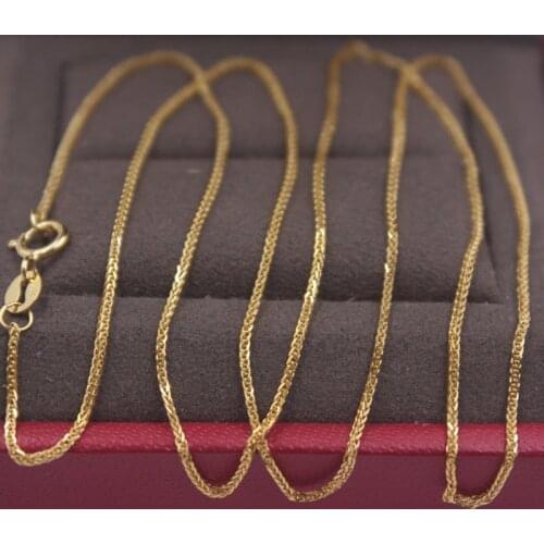 Pure 18k Yellow Gold Chain Women Luck Wheat Foxtail Link Necklace 18inches 1mmW 1.45g