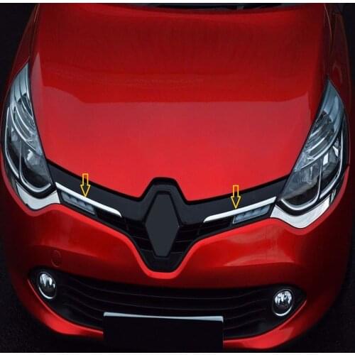 For Clio 4 HB Chrome Front Grille Lath 2 Piece (2012 and Above) chrome Styling Accessories Modified Car Exterior Makeup Designed Piece