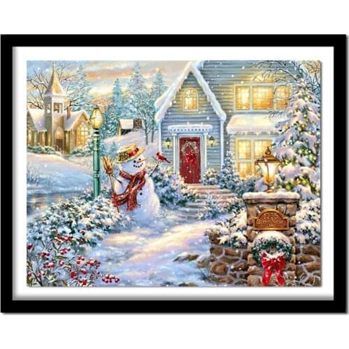 DIY 5D Snowman Diamond Painting Embroidery Christmas Decor For Home Full Resin Rhinestone Diamond Landscape F1668