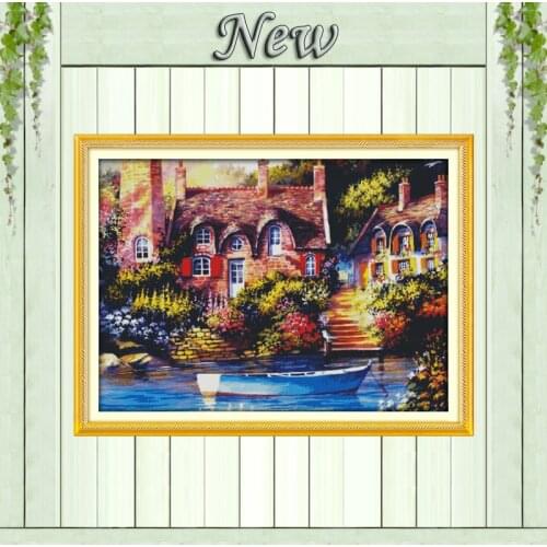 Fairy-tale cottage,Counted Printed on canvas 11CT DMC 14CT Cross Stitch Embroidery kit,needlework Set,Scenery home house Decor