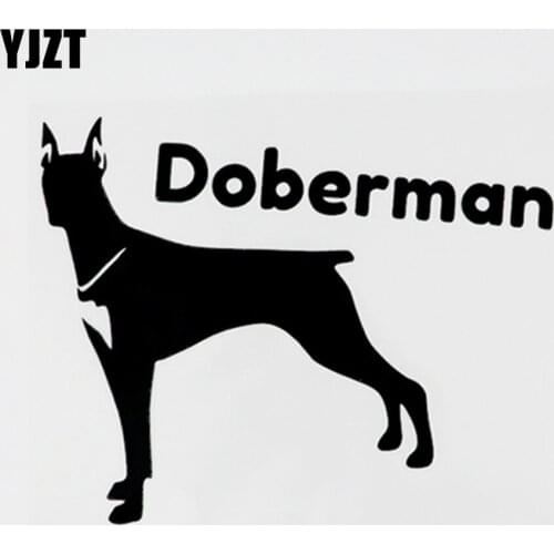 YJZT 13.5CM×10.7CM Fun Animal Doberman Vinyl Car Bumper Sticker Decal Black/Silver 13F-0033