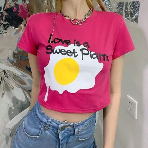 Summer new Korean of Harajuku Slim short section print short-sleeved T-shirt women