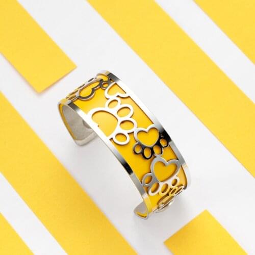 Legenstar Cuff Bracelet Manchette Femme de Bras 2019 Cute Dog Paw Foot Print Stainless Steel Bangles ReversibleLeather Pulseiras