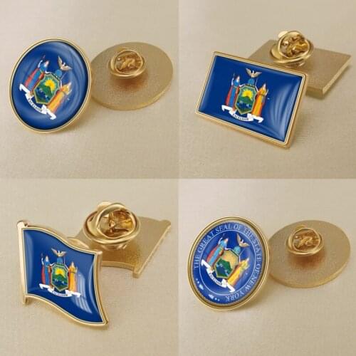 Seal of New York State of United States of America Flag Lapel Pins/Broochs/Badges
