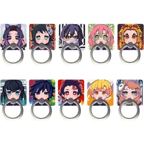 1 Pcs New Anime Demon Slayer: Kimetsu No Yaiba Phone Holder Stand Kamado Tanjirou Acrylic Mobile Phone Finger Ring Holder Toys