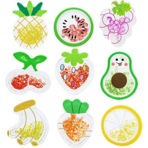 10pcs Hot Sale Fruits Series Watermelon Sequin Shaker Key chain DIY bag garments Strawberry Quicksand Shaker Phone Decoration