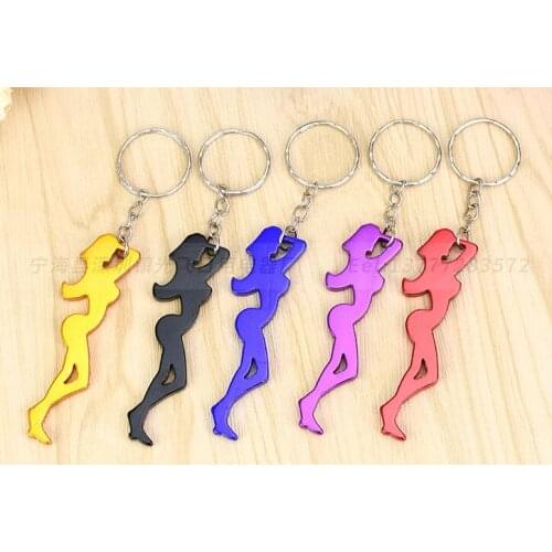 240pcs Multi Function Sexy Girl Shaped 2 in 1 Aluminum Alloy Beer Bottle Opener Key Chain Ornaments