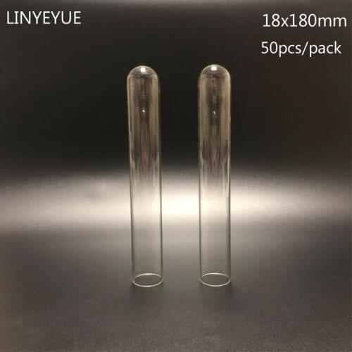 50 pieces/pack 18x180mm lab Glass Test tube U-shape Bottom Laboratory Glass Tube