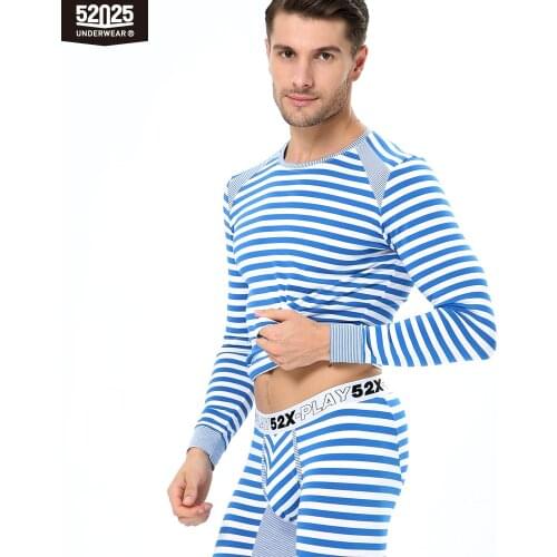 52025 Men Thermal Underwear Striped Underwear Viscose Modal Soft Light Long Johns Streamlined Fit Sport Comfortable Men Thermals