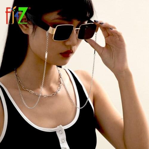 F.J4Z 2021 Trend Glasses Chains For Women Hot Punk Curb Chain Double Useage Necklace & Eyewear Lanyard Holder Straps