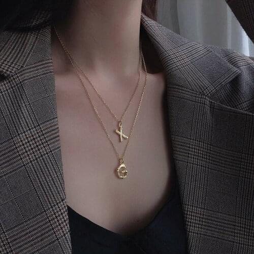 925 Sterling Silver Round Initia Letter Alphabet Necklace Female Punk Custom Statement Design Chain Girls Vintage Couple