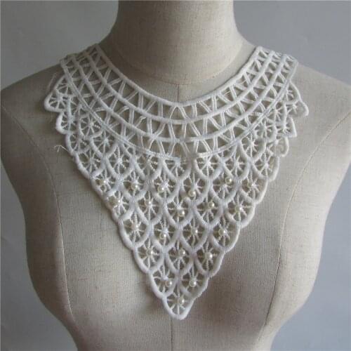 Hot sell Floral Lace Collar Fabric Trim DIY Embroidery Lace Fabric Neckline Applique Sewing Craft YL92-YL107