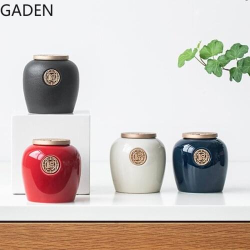 Household Tea Set Ceramic Sealed Jar Retro Tea Storage Jar with Lid Storage Box Candy Jar Living Room Coffee Table Decoration
