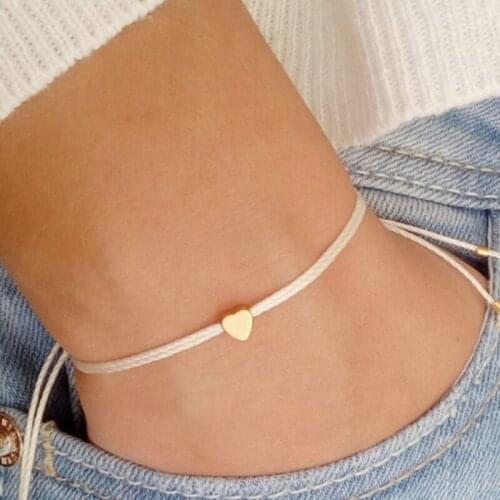 Elegant Simple Design Heart-shaped Woven Bracelet Charming Womens Party Hand Chain Jewelry Fashion Girl Accessories Gift