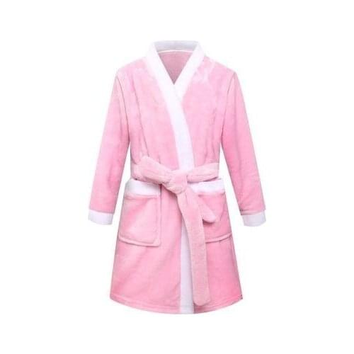 Children Bathrobe 3-10 Y Big Boys Girls Robes Autumn And Winter Thick Soft Pyjamas Kids Pocket Stitching Night Gown Nightwear